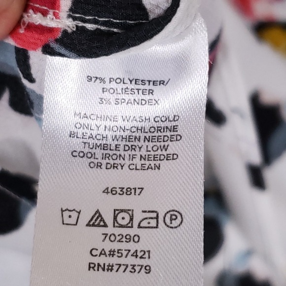 Ann Taylor Floral Top Size Small Ruffle Scoop Neck White Summer Bloom Coquette - Picture 5 of 8